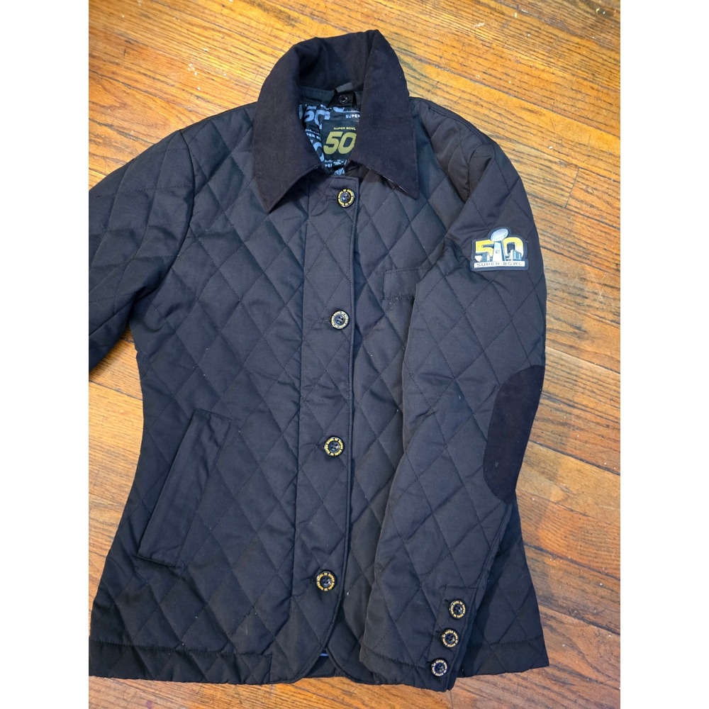 NFL Super Bowl 50 Womens Black Quilted Barn Jacket  LTD Edition XS‎ BDA Coat